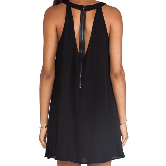 Alice & Olivia Rola Front Godet Leather T-Back Dress - Picture 4 of 8